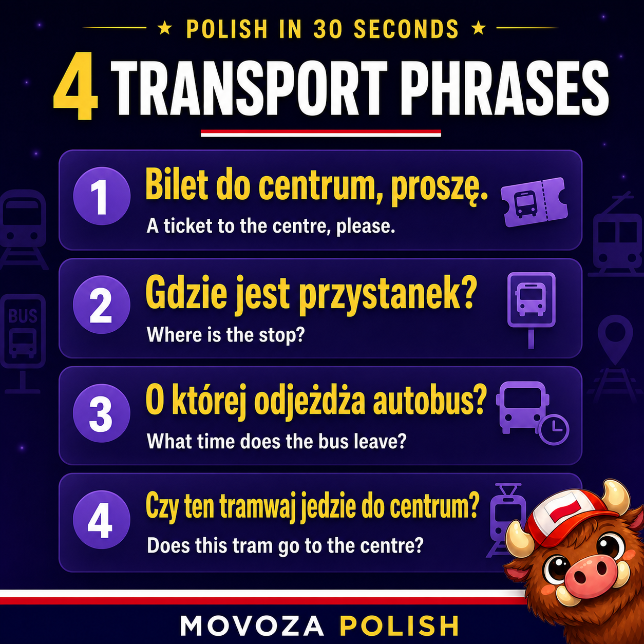 Useful Polish phrases for public transport